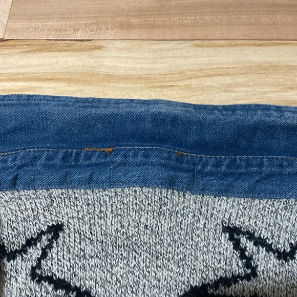 Igigli Star Patterned Cardigan with Denim Collar - Picture 16 of 17
